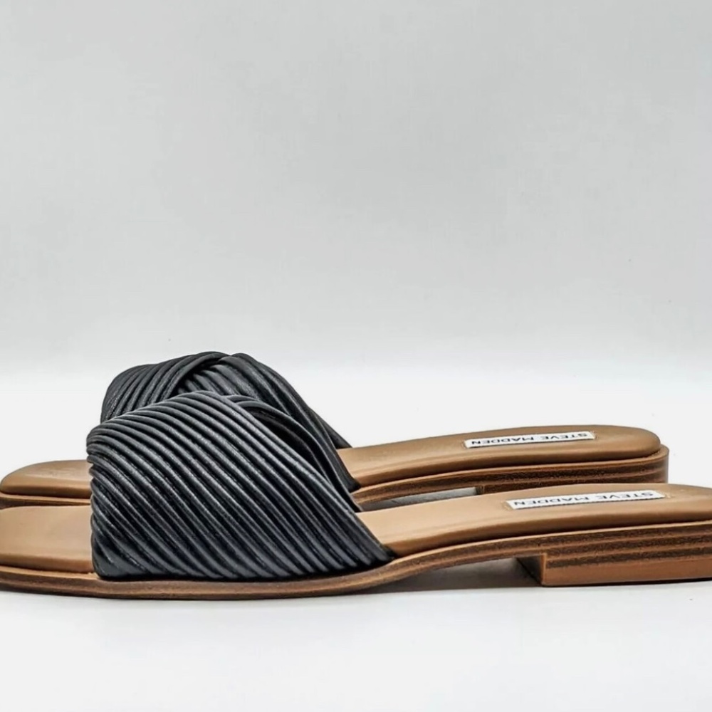 Steve Madden Women's Size 10 Limitt Textured Slide Dandle, Black, NEW Quick Ship - Picture 3 of 9